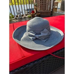 Physicians Endorsed sun hat with beautiful embellished  bow baby blue . One size